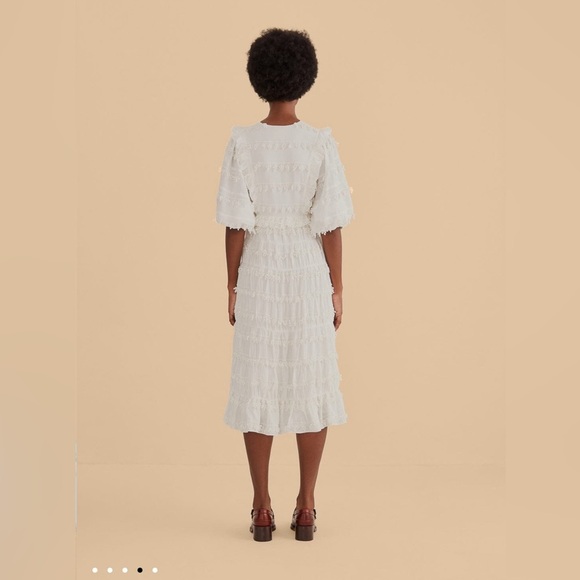 Farm Rio Off-White Ruffle Tassels Midi Dress - Picture 7 of 10
